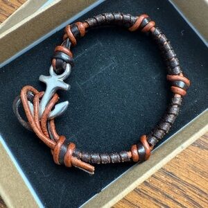 James Avery Retired Leather Anchor (silver) bracelet